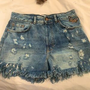 High waisted denim ZARA shorts- like new